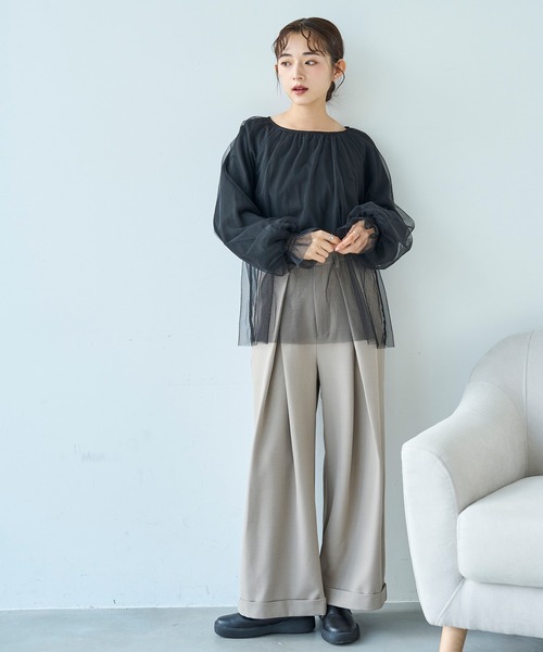 mil(ミル)の「チュールレイヤードトップス【588106】(Tシャツ/カットソー・レディース・ブラウン/ブラック/グレー・ONE SIZE)」の10枚目の写真