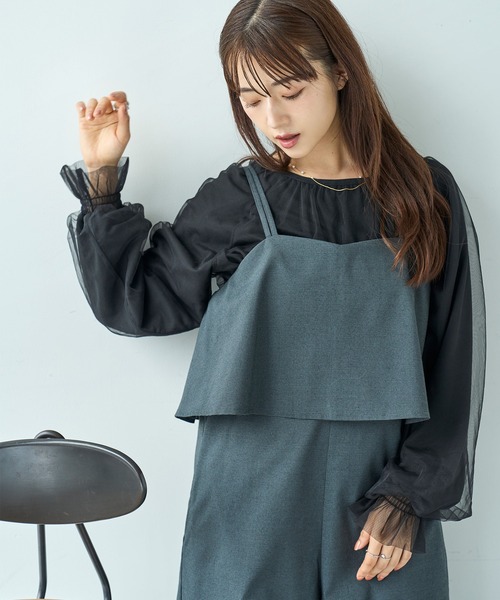 mil(ミル)の「チュールレイヤードトップス【588106】(Tシャツ/カットソー・レディース・ブラウン/ブラック/グレー・ONE SIZE)」の7枚目の写真