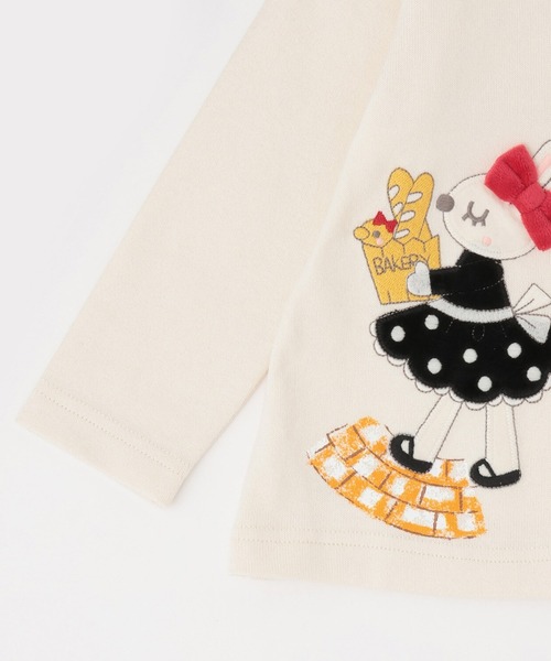KP（ケーピー）の「ベーカリーmimiちゃんアップリケ 長袖Tシャツ（Tシャツ/カットソー・キッズ・ピンク/オフホワイト・80ｃｍ/90cm/100cm/110cm/120cm/130cm/140cm）」の7枚目の写真