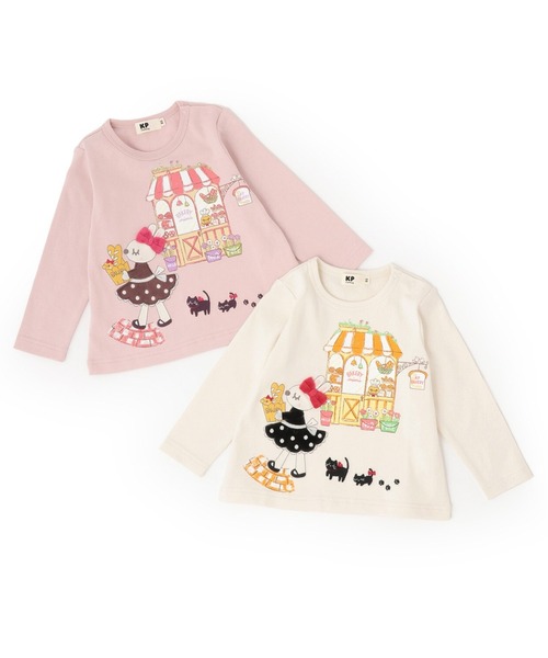 KP（ケーピー）の「ベーカリーmimiちゃんアップリケ 長袖Tシャツ（Tシャツ/カットソー・キッズ・ピンク/オフホワイト・80ｃｍ/90cm/100cm/110cm/120cm/130cm/140cm）」の4枚目の写真