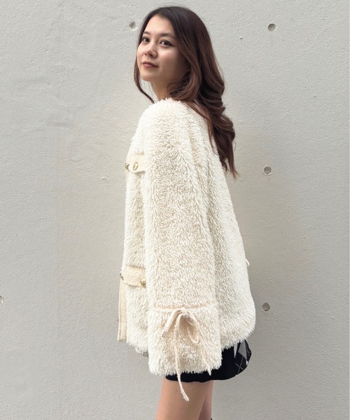 ノーカラーボアジャケット（ノーカラージャケット）｜one way