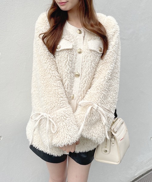 ノーカラーボアジャケット（ノーカラージャケット）｜one way