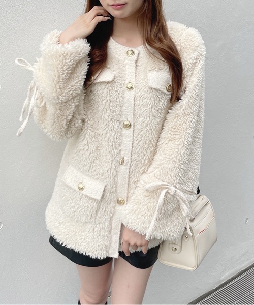 ノーカラーボアジャケット（ノーカラージャケット）｜one way