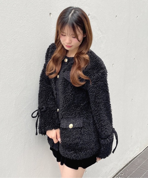 ノーカラーボアジャケット（ノーカラージャケット）｜one way