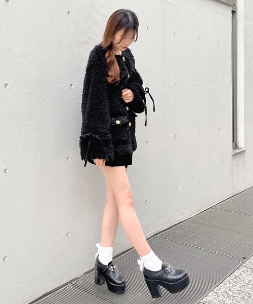 セール】ノーカラーボアジャケット（ノーカラージャケット）｜one way