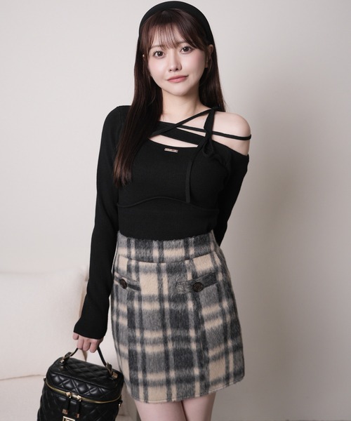 LIPSERVICE（リップサービス）の「シャギーチェック台形スカート（スカート・レディース・ブルー/ブラウン・S/M）」の16枚目の写真