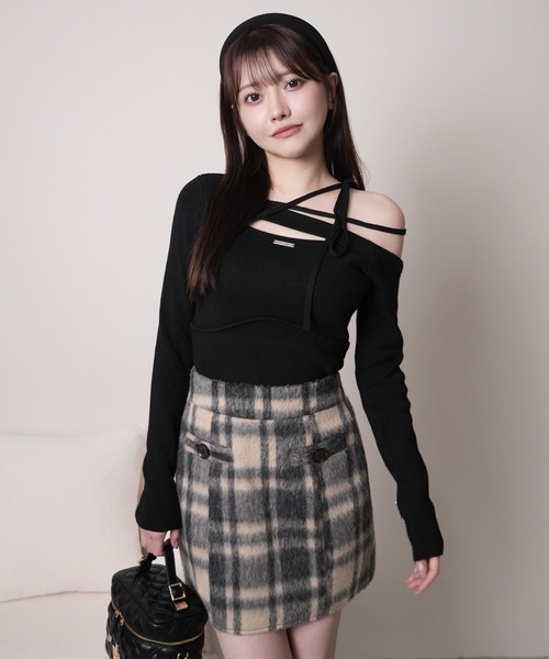 LIPSERVICE（リップサービス）の「シャギーチェック台形スカート（スカート・レディース・ブルー/ブラウン・S/M）」の15枚目の写真