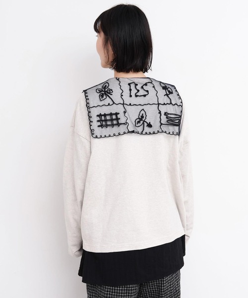 l'atelier du savon（アトリエドサボン）の「_いちごコード刺繍　しかく衿チュニックブラウス（シャツ/ブラウス・レディース・ピンク/ホワイト/ブラック/グレー・FREE）」の12枚目の写真