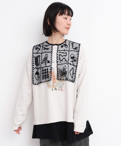 l'atelier du savon（アトリエドサボン）の「_いちごコード刺繍　しかく衿チュニックブラウス（シャツ/ブラウス・レディース・ピンク/ホワイト/ブラック/グレー・FREE）」の13枚目の写真