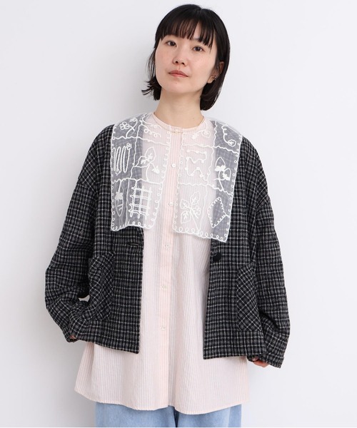 l'atelier du savon（アトリエドサボン）の「_いちごコード刺繍　しかく衿チュニックブラウス（シャツ/ブラウス・レディース・ピンク/ホワイト/ブラック/グレー・FREE）」の17枚目の写真