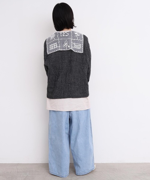 l'atelier du savon（アトリエドサボン）の「_いちごコード刺繍　しかく衿チュニックブラウス（シャツ/ブラウス・レディース・ピンク/ホワイト/ブラック/グレー・FREE）」の19枚目の写真