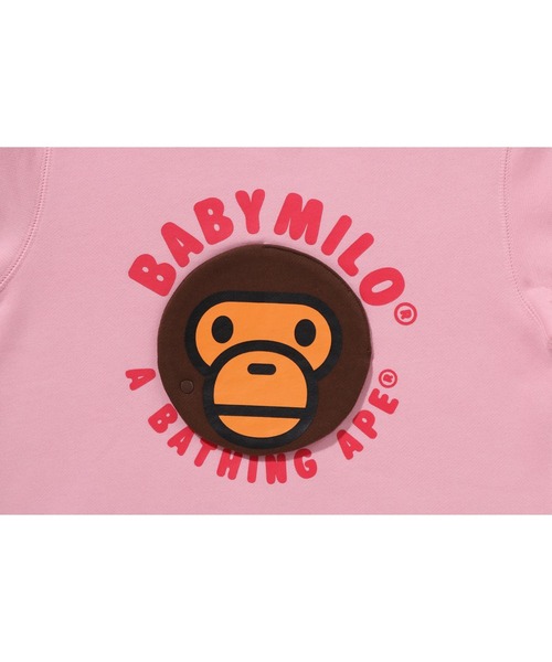 A BATHING APE（アベイシングエイプ）の「BABY MILO CIRCLE CREWNECK SWEATSHIRT（スウェット・キッズ・グレー/ピンク・90/140/110/120/100/130）」の6枚目の写真