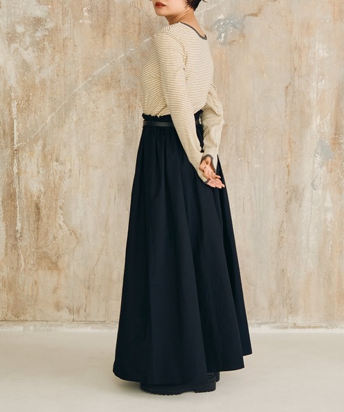 Crisp（クリスプ）の「ドッキングボーダーTワンピース（ワンピース・レディース・ブラック/ブラウン・FREE）」の4枚目の写真