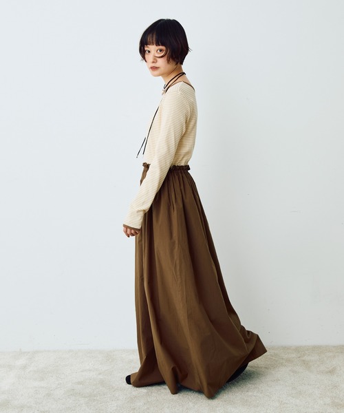 Crisp（クリスプ）の「ドッキングボーダーTワンピース（ワンピース・レディース・ブラック/ブラウン・FREE）」の12枚目の写真