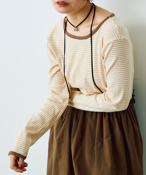 Crisp（クリスプ）の「ドッキングボーダーTワンピース（ワンピース・レディース・ブラック/ブラウン・FREE）」の17枚目の写真