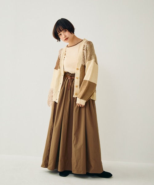 Crisp（クリスプ）の「ドッキングボーダーTワンピース（ワンピース・レディース・ブラック/ブラウン・FREE）」の18枚目の写真