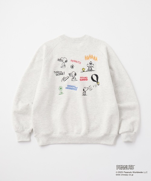 PEANUTS（ピーナッツ）の「【PEANUTS SNOOPY】別注 ピーナッツ スヌーピー ヴィンテージライク 刺繍プリント オーバーサイズスウェット（スウェット・レディース・グレー系1/オートミール/ブラック系/ネイビー/スミクロ/グレー系/ワイン・M/L）」の16枚目の写真