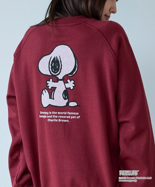 PEANUTS（ピーナッツ）の「【PEANUTS SNOOPY】別注 ピーナッツ スヌーピー ヴィンテージライク 刺繍プリント オーバーサイズスウェット（スウェット・レディース・グレー系1/オートミール/ブラック系/ネイビー/スミクロ/グレー系/ワイン・M/L）」の8枚目の写真