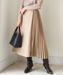MK MICHEL KLEIN | 部分プリーツデザイン スウェードライクスカート/洗える(スカート)