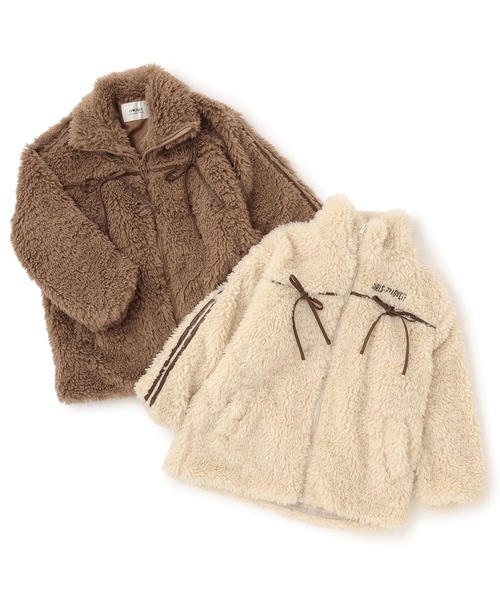 by LOVEiT（バイラビット）の「リボンポイントファーブルゾン（ブルゾン・キッズ・ベージュ/モカ・150cm/130cm/160cm/140cm/120cm）」の5枚目の写真