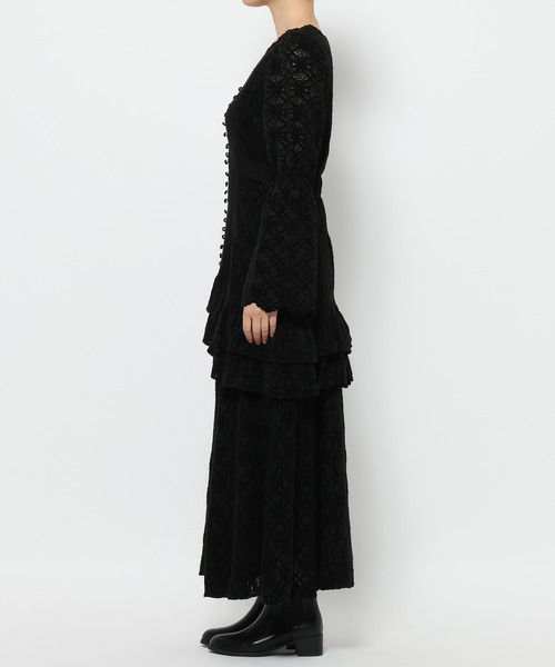 mysty woman（ミスティウーマン）の「起毛レースペプラムワンピース 588889（ワンピース・レディース・アイボリー/ブラック・FREE）」の13枚目の写真