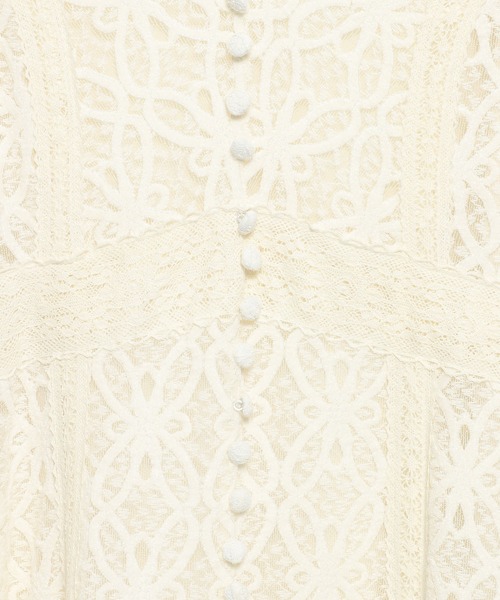 mysty woman（ミスティウーマン）の「起毛レースペプラムワンピース 588889（ワンピース・レディース・アイボリー/ブラック・FREE）」の12枚目の写真