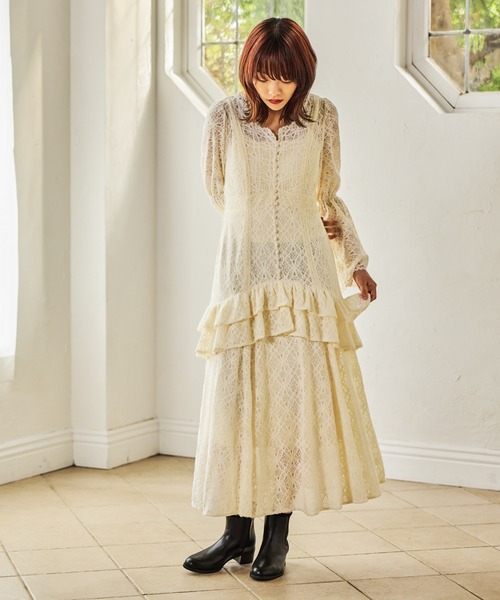 起毛レースペプラムワンピース 588889（ワンピース）｜mysty woman