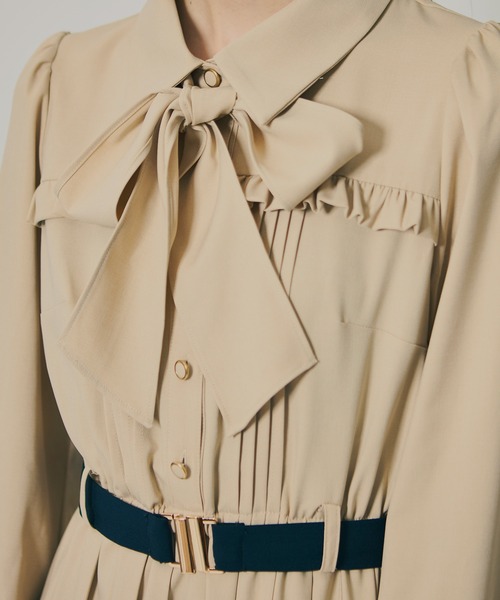 プリーツボウタイシャツロングワンピース（ワンピース）｜REDYAZEL