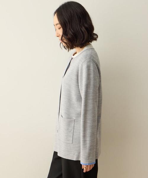 DECOY SINCE 1981（デコイシンスイチキュウハチイチ）の「ダブルフェイスカーディガン【洗える・毛玉ができにくい・ポケットあり・大きいサイズあり】（カーディガン/ボレロ・レディース・グレー/オレンジ/ネイビー・M/L/LL/3L/4L）」の10枚目の写真
