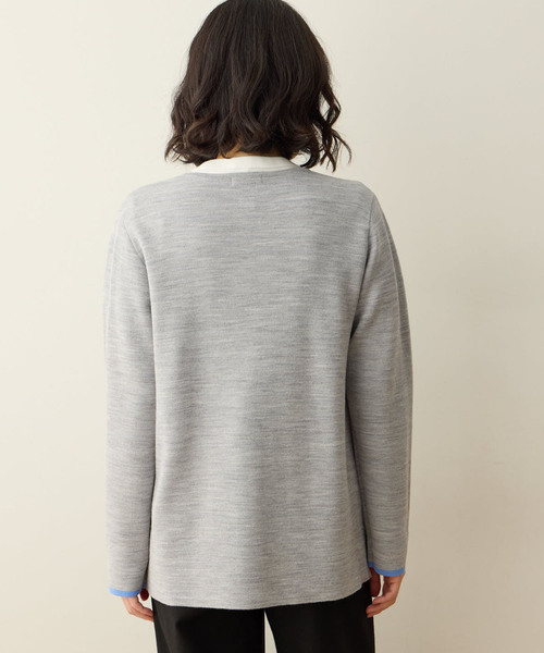 DECOY SINCE 1981（デコイシンスイチキュウハチイチ）の「ダブルフェイスカーディガン【洗える・毛玉ができにくい・ポケットあり・大きいサイズあり】（カーディガン/ボレロ・レディース・グレー/オレンジ/ネイビー・M/L/LL/3L/4L）」の15枚目の写真