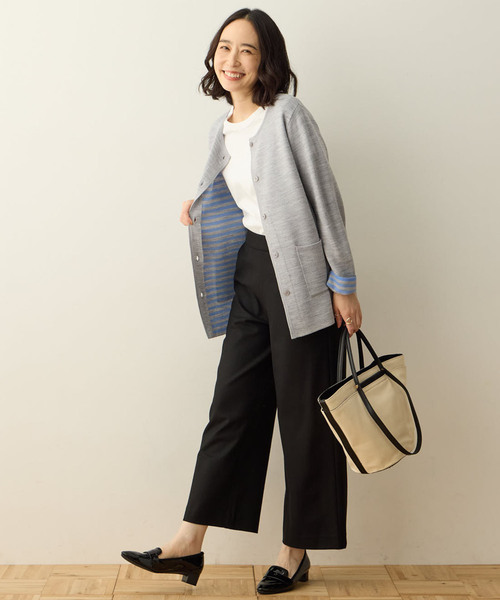 DECOY SINCE 1981（デコイシンスイチキュウハチイチ）の「ダブルフェイスカーディガン【洗える・毛玉ができにくい・ポケットあり・大きいサイズあり】（カーディガン/ボレロ・レディース・グレー/オレンジ/ネイビー・M/L/LL/3L/4L）」の16枚目の写真