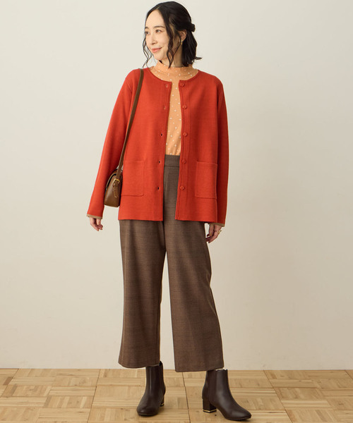 DECOY SINCE 1981（デコイシンスイチキュウハチイチ）の「ダブルフェイスカーディガン【洗える・毛玉ができにくい・ポケットあり・大きいサイズあり】（カーディガン/ボレロ・レディース・グレー/オレンジ/ネイビー・M/L/LL/3L/4L）」の17枚目の写真