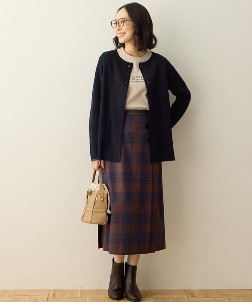 DECOY SINCE 1981（デコイシンスイチキュウハチイチ）の「ダブルフェイスカーディガン【洗える・毛玉ができにくい・ポケットあり・大きいサイズあり】（カーディガン/ボレロ・レディース・グレー/オレンジ/ネイビー・M/L/LL/3L/4L）」の19枚目の写真