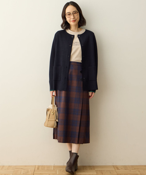 DECOY SINCE 1981（デコイシンスイチキュウハチイチ）の「ダブルフェイスカーディガン【洗える・毛玉ができにくい・ポケットあり・大きいサイズあり】（カーディガン/ボレロ・レディース・グレー/オレンジ/ネイビー・M/L/LL/3L/4L）」の20枚目の写真