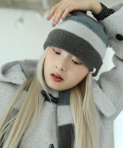 セール】【Uglyshadow】STRIPED CAT BEANIE / 【アグリーシャドウ