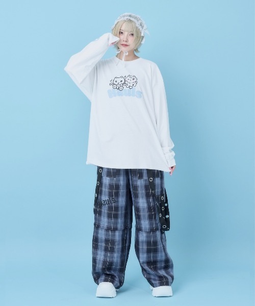 Hauls(ハウルズ)の「双子ちゃんなかよちBIGロンTEE(Tシャツ/カットソー・レディース・ブラック/ホワイト・FREE)」の3枚目の写真