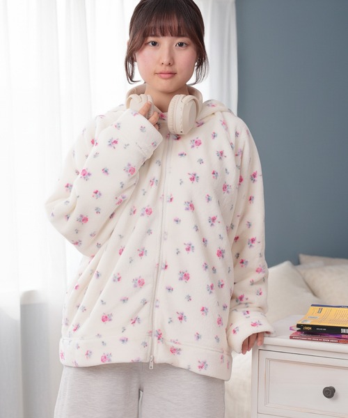 JEMORGAN（ジェーイーモーガン）の「【87】【JEMORGAN/ジェーイーモーガン】花柄 フリース ジップパーカー（パーカー・レディース・パープル/ピンク/ブルー・FREE）」の2枚目の写真