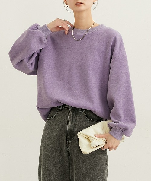 nissen(ニッセン)の「裏起毛ボリューム袖トレーナー(Tシャツ/カットソー・レディース・ライトブルー/ベージュ/チャコールグレー/パープル/ライトベージュ・3L/LL/L/M)」の5枚目の写真