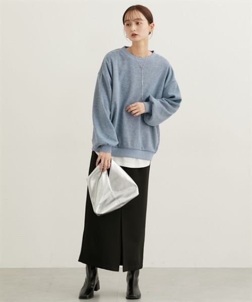 nissen(ニッセン)の「裏起毛ボリューム袖トレーナー(Tシャツ/カットソー・レディース・ライトブルー/ベージュ/チャコールグレー/パープル/ライトベージュ・3L/LL/L/M)」の10枚目の写真