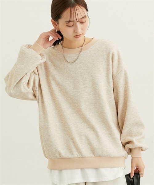 nissen(ニッセン)の「裏起毛ボリューム袖トレーナー(Tシャツ/カットソー・レディース・ライトブルー/ベージュ/チャコールグレー/パープル/ライトベージュ・3L/LL/L/M)」の12枚目の写真