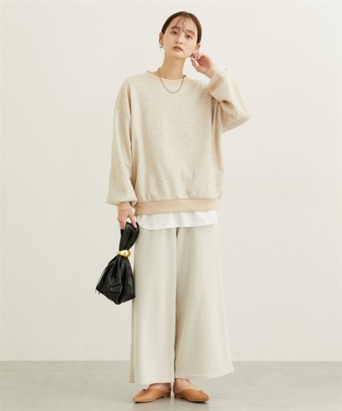 nissen(ニッセン)の「裏起毛ボリューム袖トレーナー(Tシャツ/カットソー・レディース・ライトブルー/ベージュ/チャコールグレー/パープル/ライトベージュ・3L/LL/L/M)」の13枚目の写真