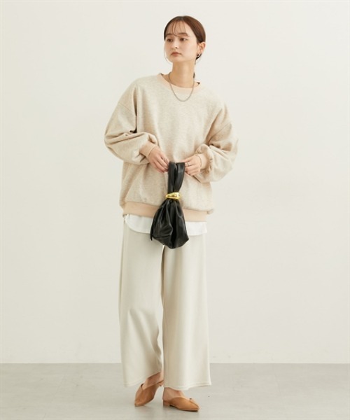 nissen(ニッセン)の「裏起毛ボリューム袖トレーナー(Tシャツ/カットソー・レディース・ライトブルー/ベージュ/チャコールグレー/パープル/ライトベージュ・3L/LL/L/M)」の14枚目の写真