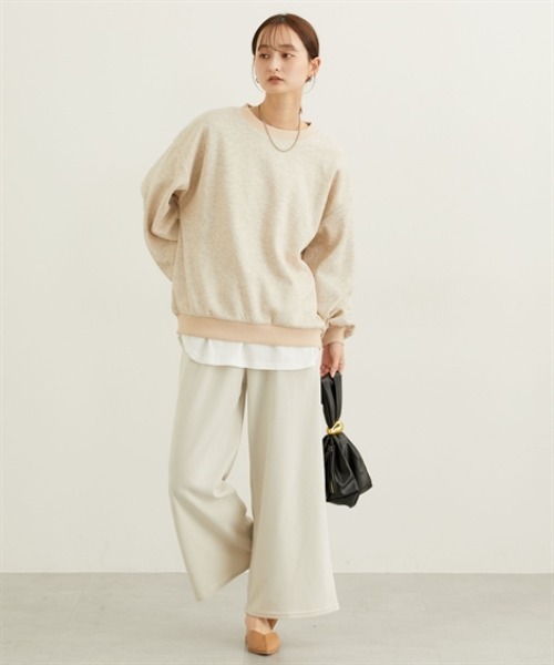 nissen(ニッセン)の「裏起毛ボリューム袖トレーナー(Tシャツ/カットソー・レディース・ライトブルー/ベージュ/チャコールグレー/パープル/ライトベージュ・3L/LL/L/M)」の15枚目の写真