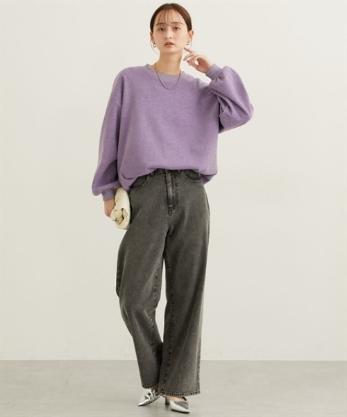 nissen(ニッセン)の「裏起毛ボリューム袖トレーナー(Tシャツ/カットソー・レディース・ライトブルー/ベージュ/チャコールグレー/パープル/ライトベージュ・3L/LL/L/M)」の21枚目の写真