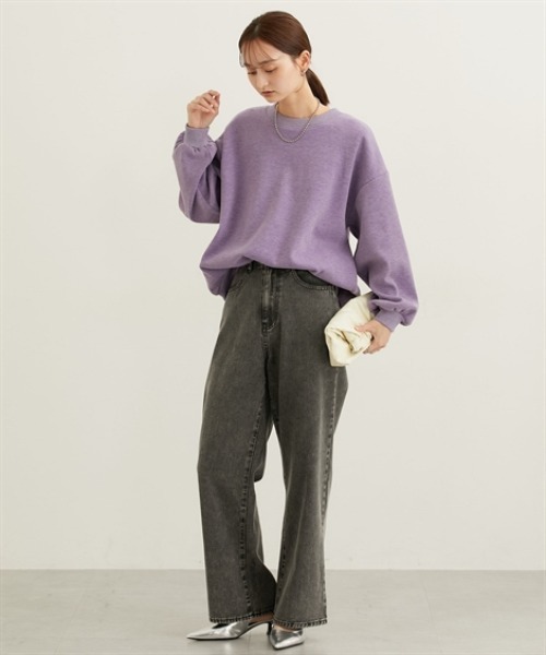 nissen(ニッセン)の「裏起毛ボリューム袖トレーナー(Tシャツ/カットソー・レディース・ライトブルー/ベージュ/チャコールグレー/パープル/ライトベージュ・3L/LL/L/M)」の22枚目の写真