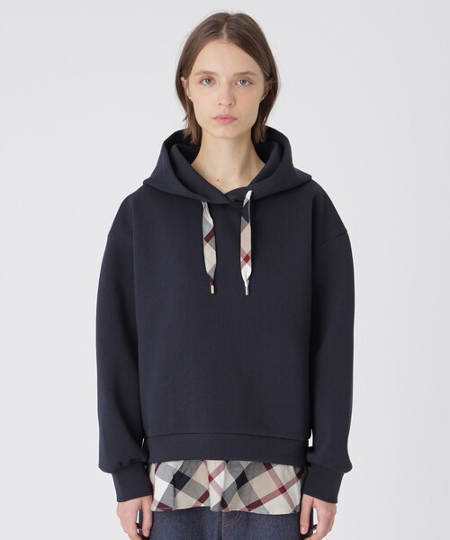 BLUE LABEL CRESTBRIDGE（ブルーレーベルクレストブリッジ）の「【一部店舗限定】レイヤードパーカー（パーカー・レディース・ブラック/オフホワイト/ネイビー・38）」の3枚目の写真