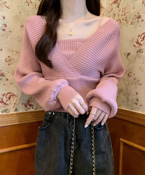 STYLEBLOCK(スタイルブロック)の「ツーピースニット(ニット/セーター・レディース・ホワイト/ピンク/レッド/ブラウン/ブラック・FREE)」の4枚目の写真