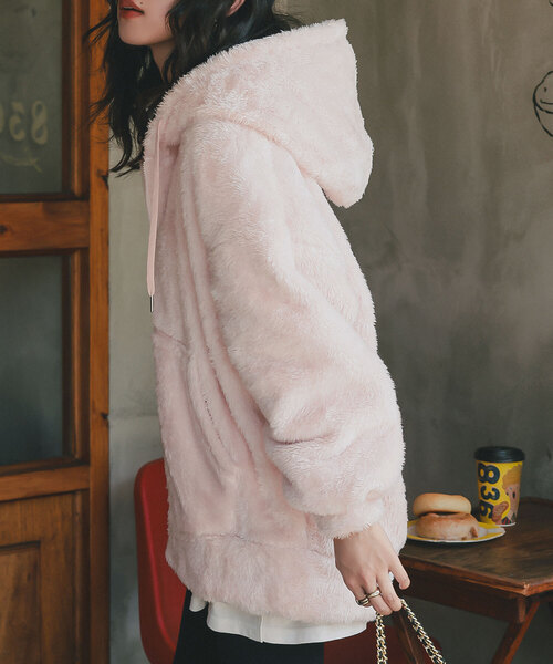 セール】ファーフリースジップアップフーディー（パーカー）｜KOBE