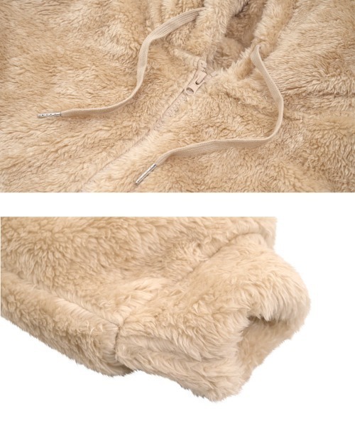 KOBE LETTUCE（コウベレタス）の「ファーフリースジップアップフーディー（パーカー・レディース・ベージュ/ピンクベージュ/ブラック/ブラウン・M）」の11枚目の写真