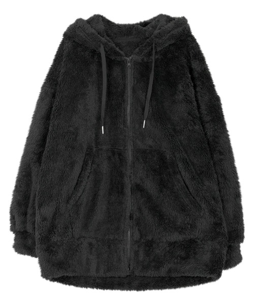 KOBE LETTUCE（コウベレタス）の「ファーフリースジップアップフーディー（パーカー・レディース・ベージュ/ピンクベージュ/ブラック/ブラウン・M）」の13枚目の写真